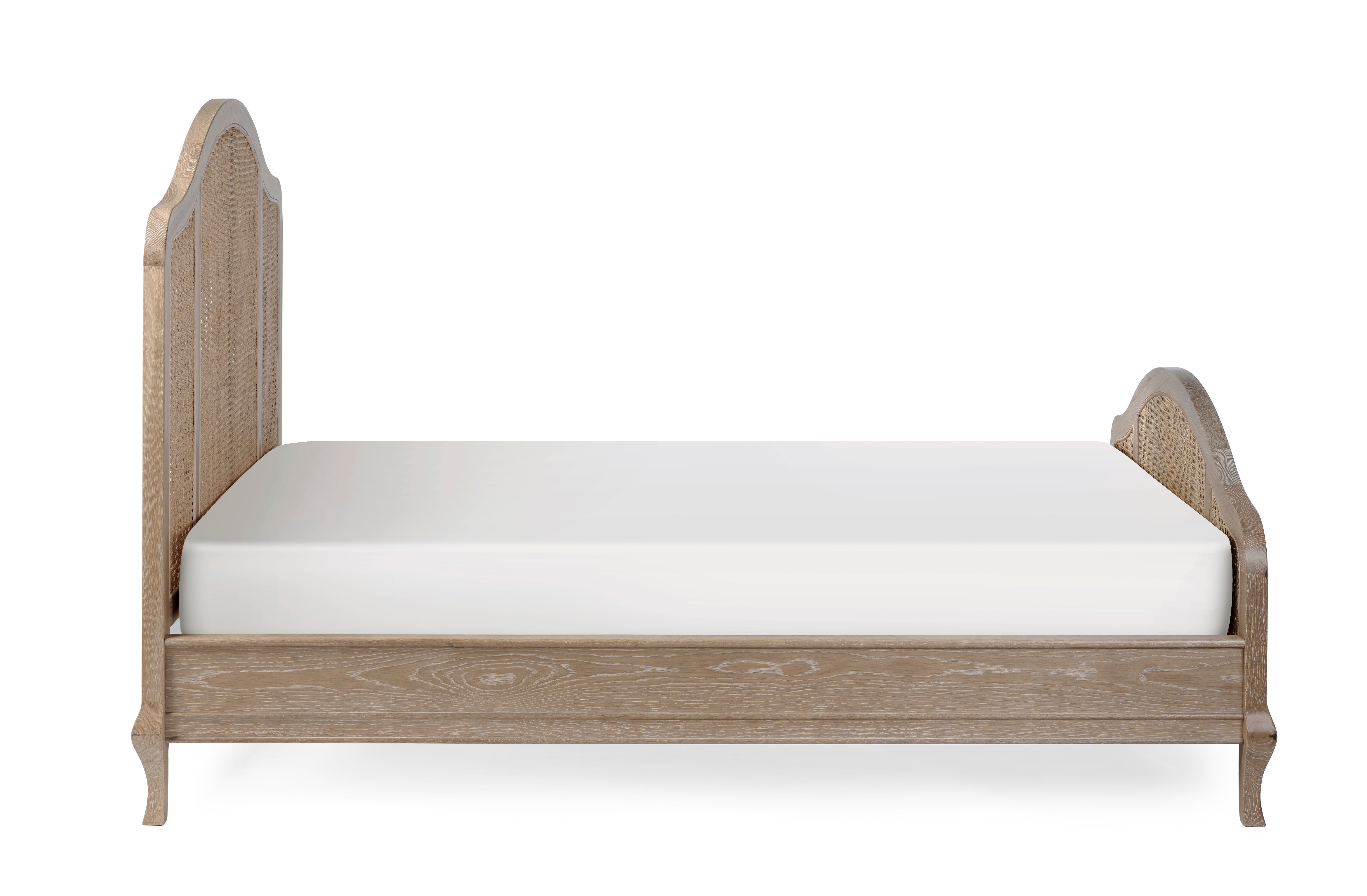 Ascot Light Oak Wood & Rattan King Bed